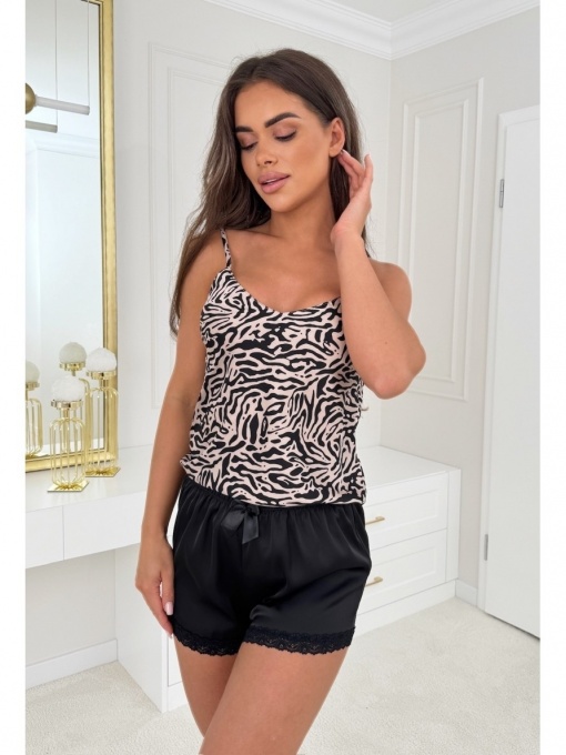 DONNA Satino pižama SHEILA 1/2 BLACK