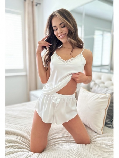 Donna satino pižama su šortais TIFFANI ECRU