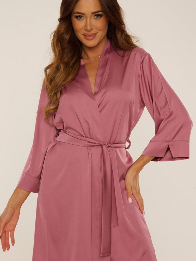 De Lafense satino naktinukų ir chalato komplektas CORDELIA BERRY S-XXL