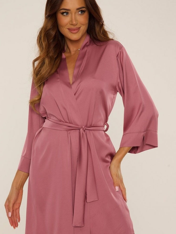 De Lafense satino naktinukų ir chalato komplektas CORDELIA BERRY S-XXL