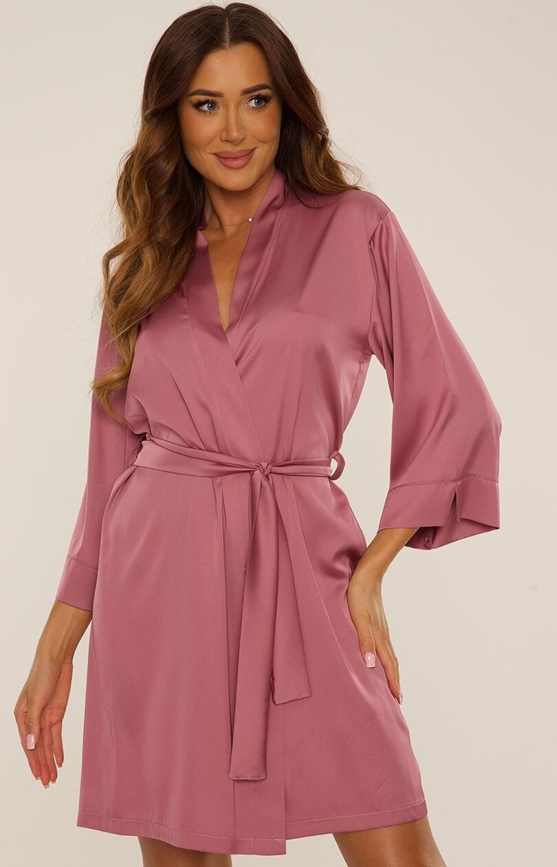 De Lafense satino naktinukų ir chalato komplektas CORDELIA BERRY S-XXL