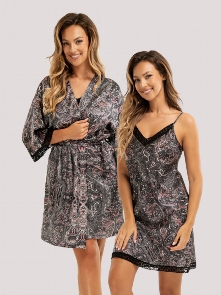 Unikat satino naktinukų ir chalato komplektas INDIA S-XL