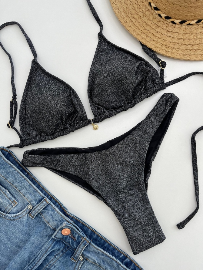 MrMiss bikini maudymosi kostiumėlis METALLIC BLACK
