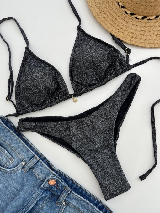 MrMiss bikini kelnaitės METALLIC BLACK