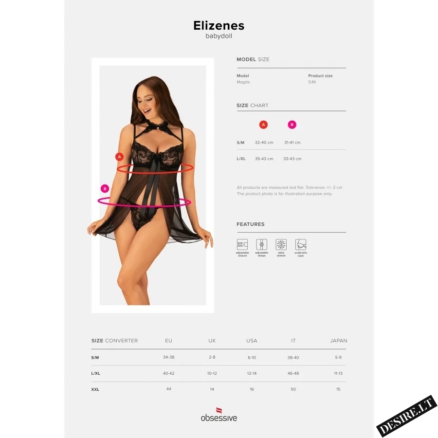 Obsessive peniuaras ELIZENES BABYDOLL, juodos