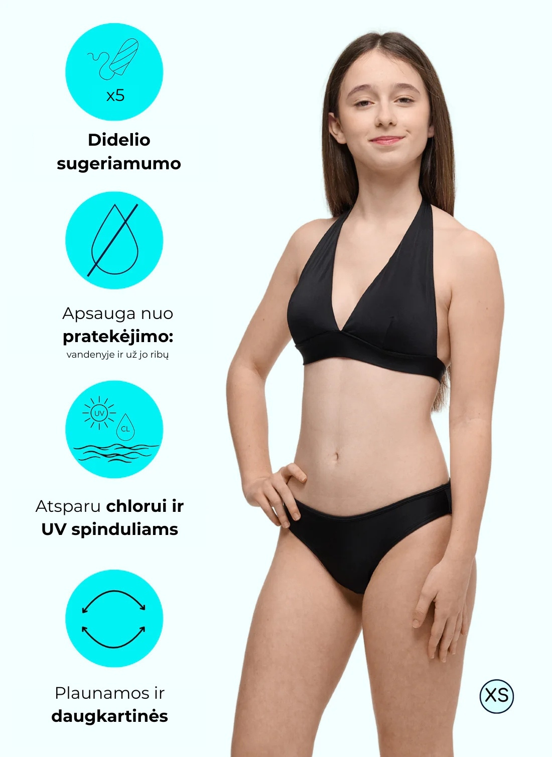 Menstruacinės maudymosi kelnaitės paauglėms EVA HEAVY TEENS