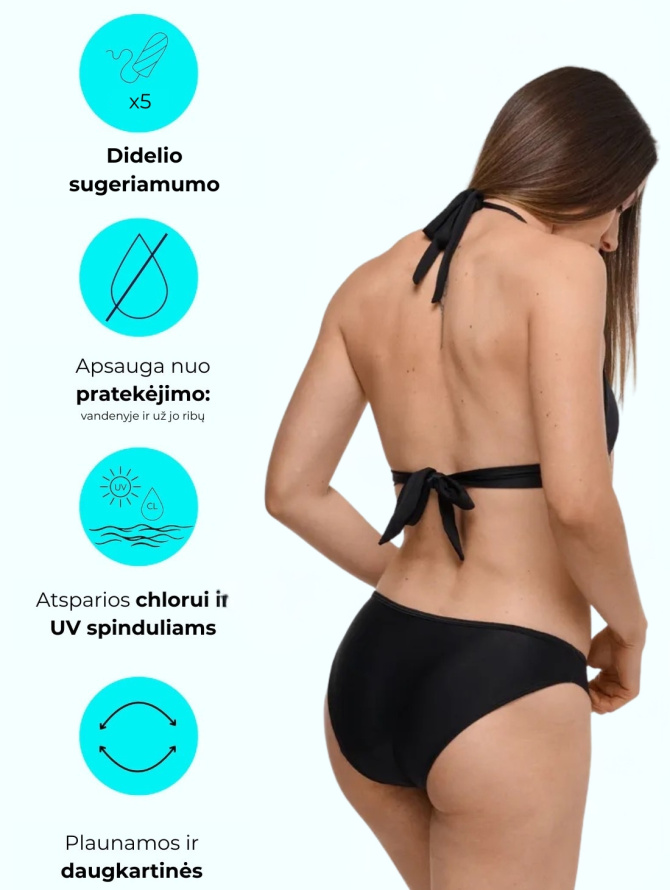 Menstruacinės maudymosi kelnaitės moterims ir paauglėms EVA HEAVY S-XXL