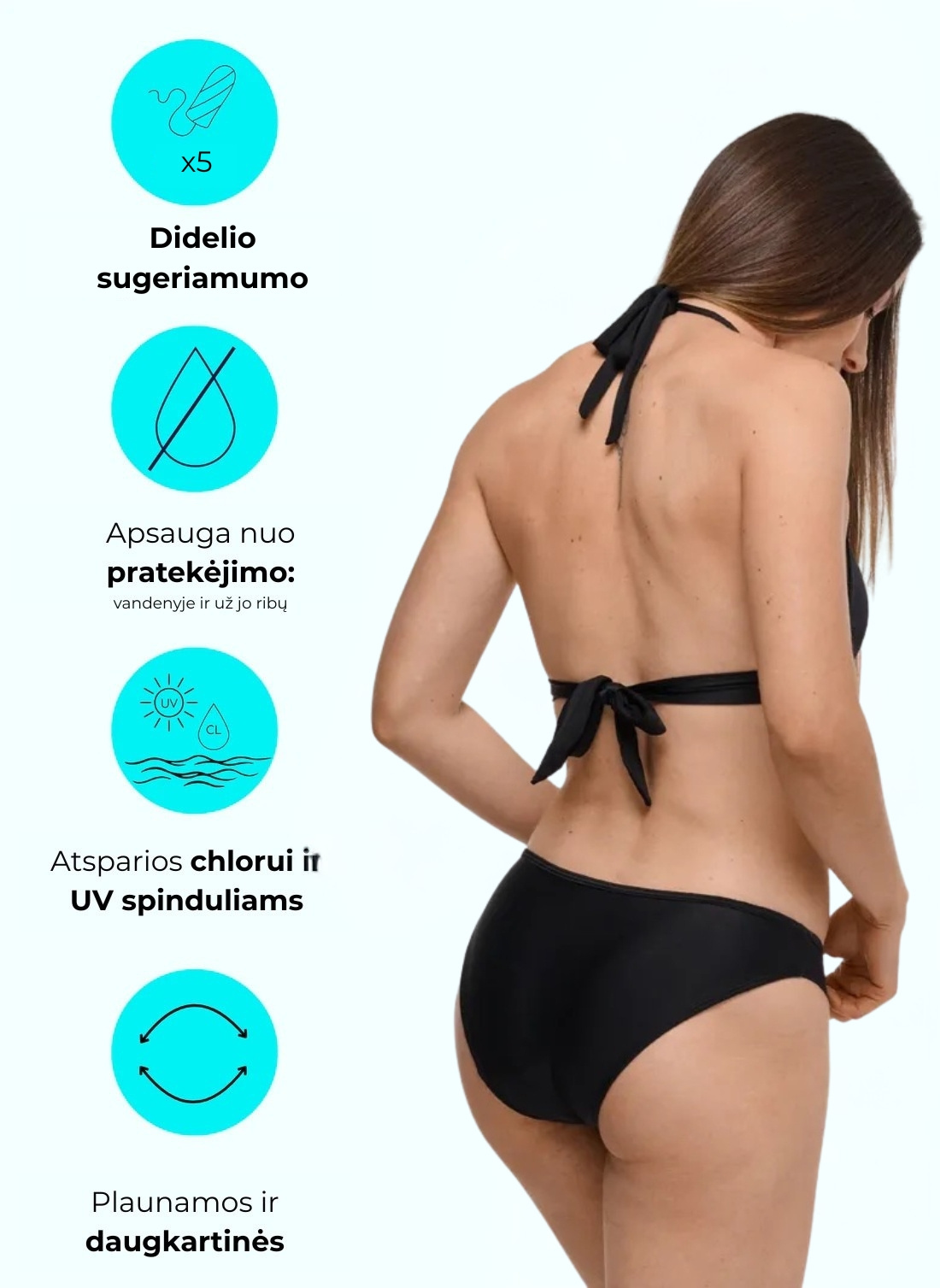 Menstruacinės maudymosi kelnaitės moterims ir paauglėms EVA HEAVY S-XXL