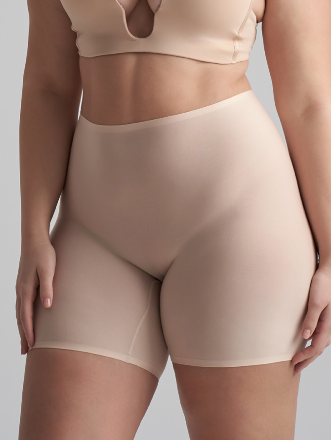 BYE BRA lengvos kompresijos besiūliai šortukai UNI STRETCH MID WAIST SHORT BEIGE uni-size desire.lt