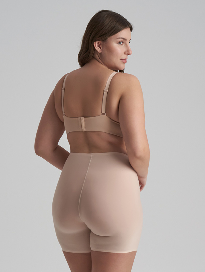 BYE BRA lengvos kompresijos besiūliai šortukai UNI STRETCH MID WAIST SHORT BEIGE uni-size desire.lt