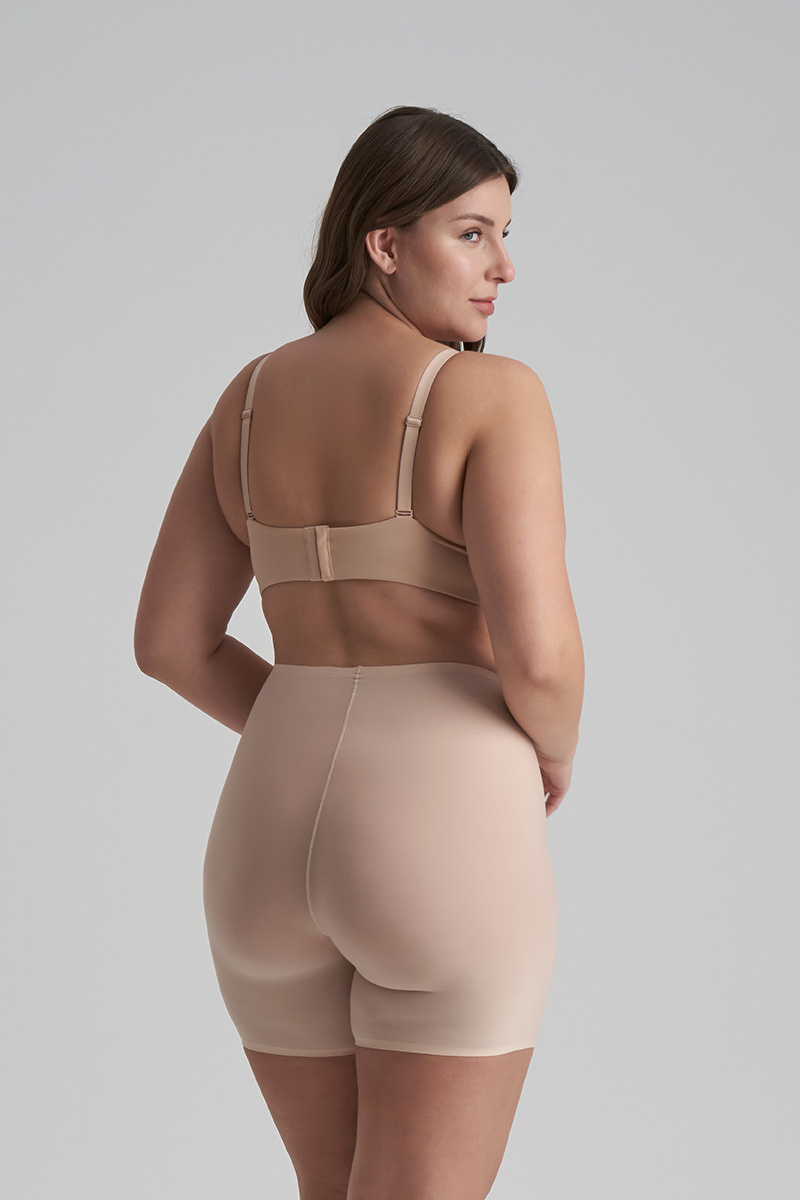 BYE BRA lengvos kompresijos besiūliai šortukai UNI STRETCH MID WAIST SHORT BEIGE uni-size desire.lt