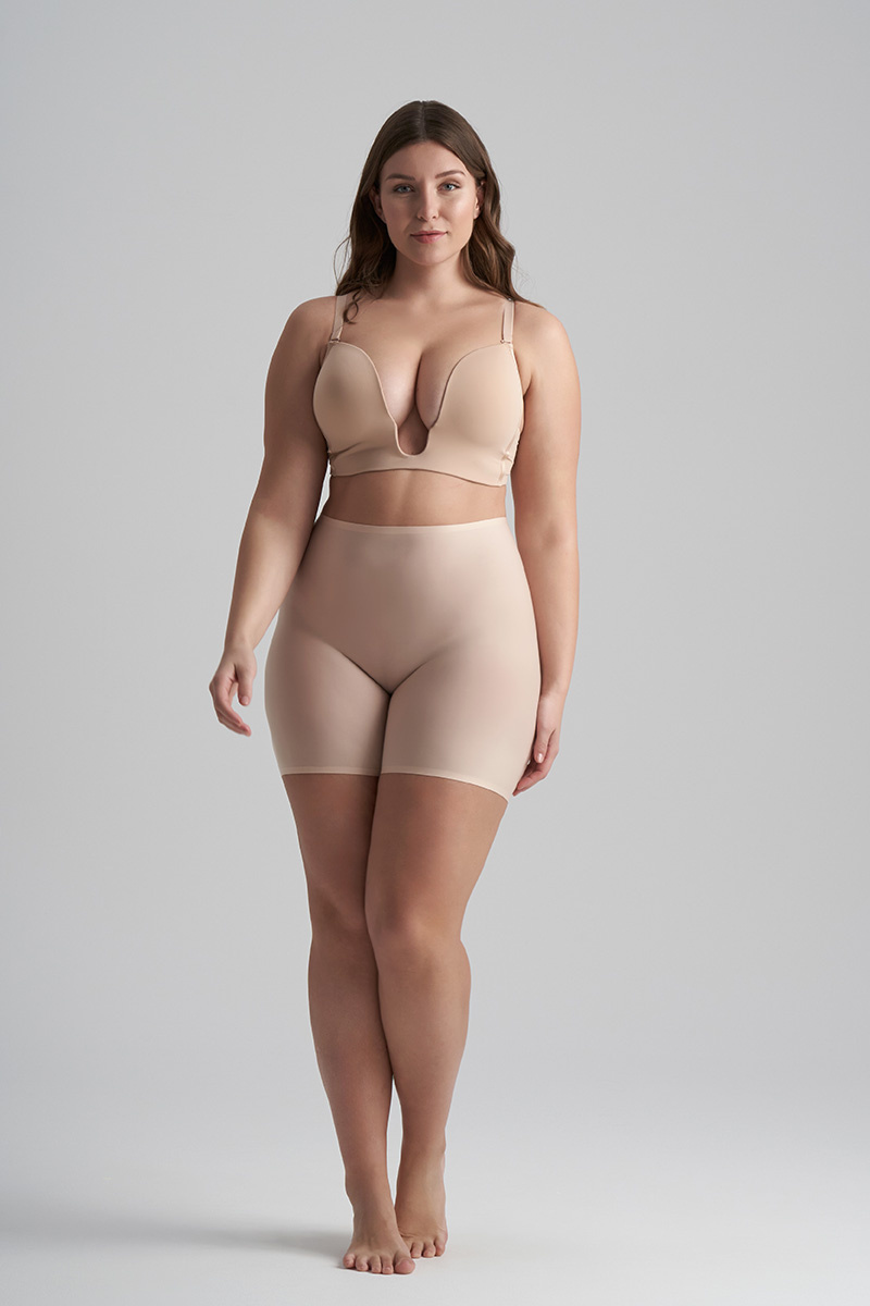 BYE BRA lengvos kompresijos besiūliai šortukai UNI STRETCH MID WAIST SHORT BEIGE uni-size desire.lt