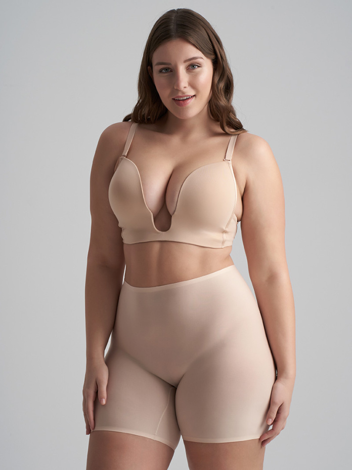 BYE BRA lengvos kompresijos besiūliai šortukai UNI STRETCH MID WAIST SHORT BEIGE uni-size desire.lt