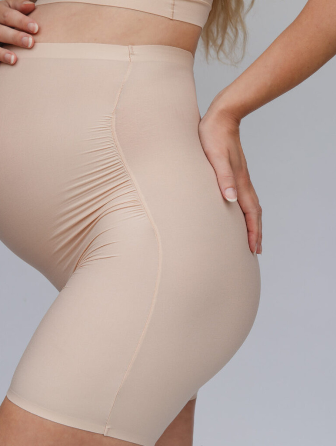 BYE BRA Besiūliai aukšto juosmens šortukai nėščiosioms MATERNITY SHORT BEIGE one-size desire.lt