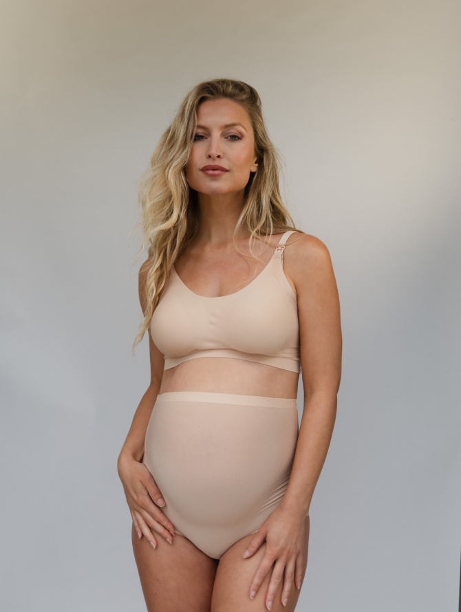 BYE BRA besiūlės aukšto juosmens boxer kelnaitės nėščiosioms MATERNITY BOXER BEIGE one-size desire.lt