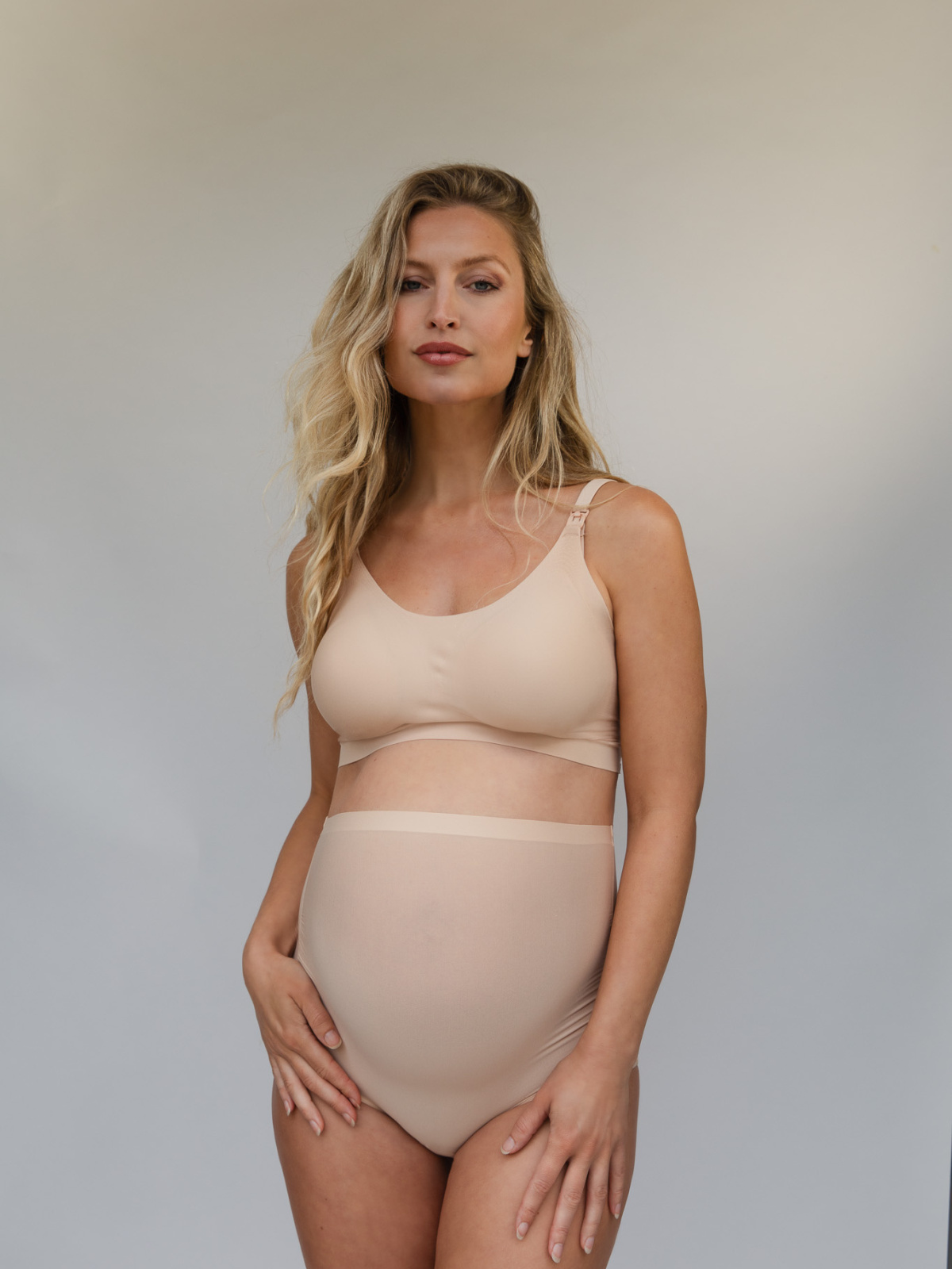 BYE BRA besiūlės aukšto juosmens boxer kelnaitės nėščiosioms MATERNITY BOXER BEIGE one-size desire.lt