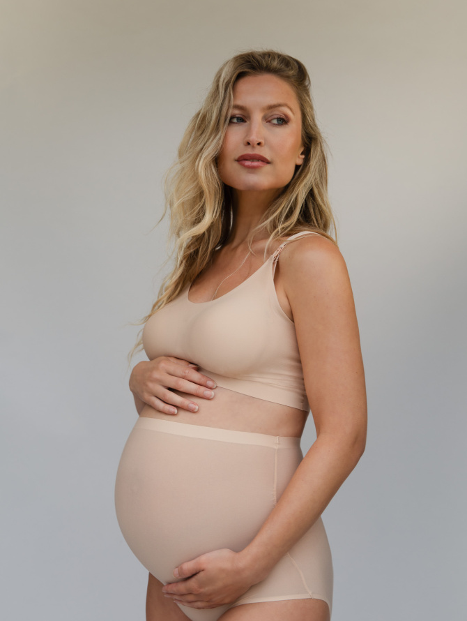 BYE BRA besiūlės aukšto juosmens boxer kelnaitės nėščiosioms MATERNITY BOXER BEIGE one-size desire.lt