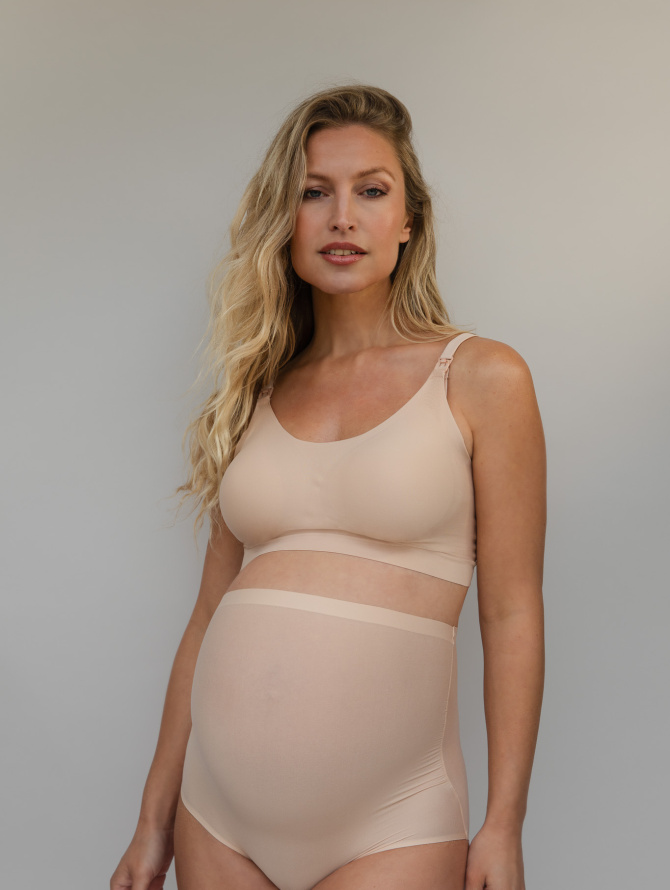 BYE BRA besiūlės aukšto juosmens boxer kelnaitės nėščiosioms MATERNITY BOXER BEIGE one-size desire.lt