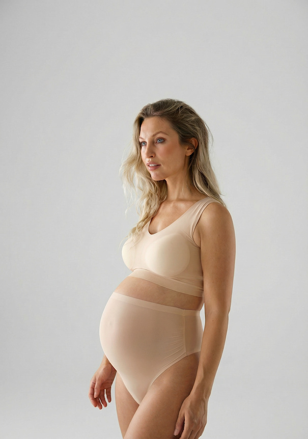 Bye bra itin tampri ir prisitaikanti liemenėlė nėščiosioms UNI STRETCH BRA TOP BEIGE S-XXL desire.lt internetu
