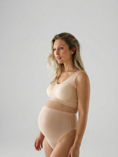 Bye bra itin tampri ir prisitaikanti liemenėlė nėščiosioms UNI STRETCH BRA TOP BEIGE S-XXL desire.lt internetu