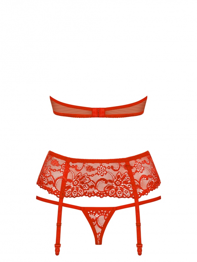 Obsessive seksualus trijų dalių komplektas 838-SEG-3 raudonos spalvos