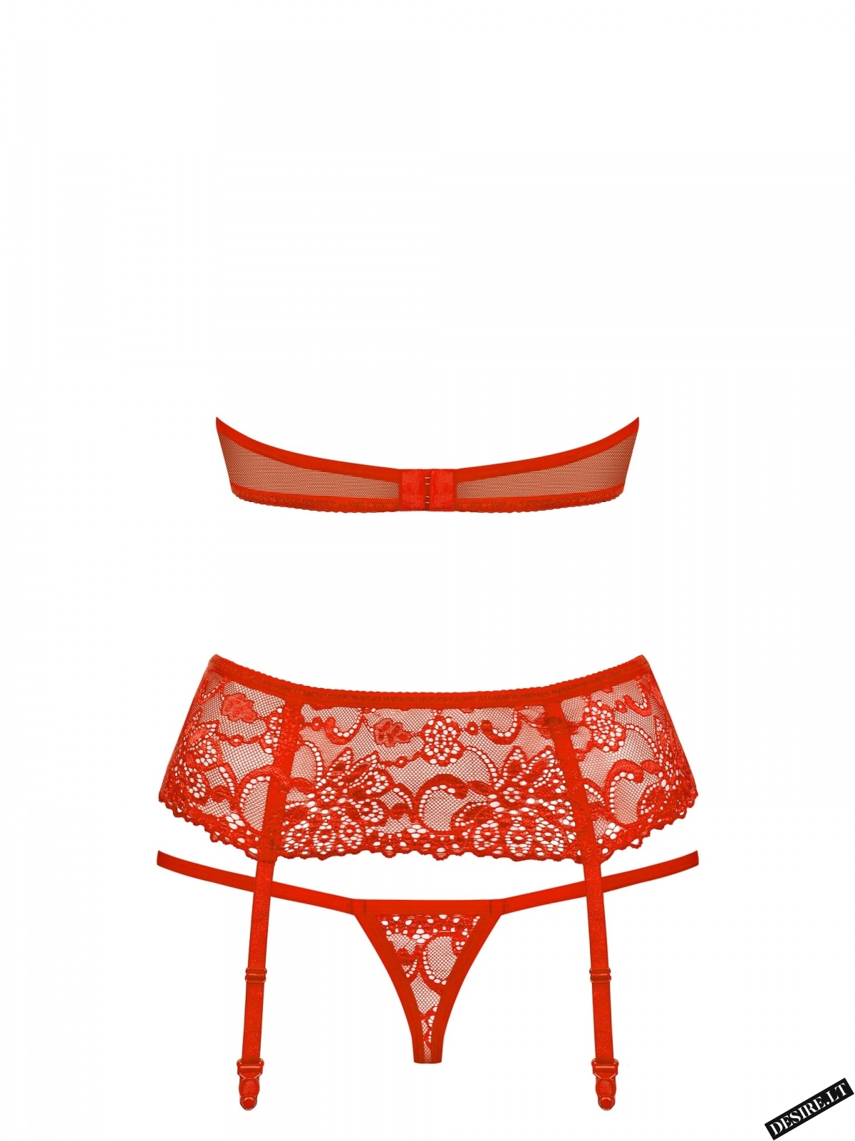 Obsessive seksualus trijų dalių komplektas 838-SEG-3 raudonos spalvos