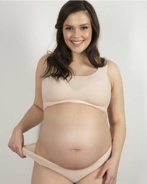 Itin tamprios klasikinės kelnaitės nėščiosioms FLEXI-ONE MAMA NUDE