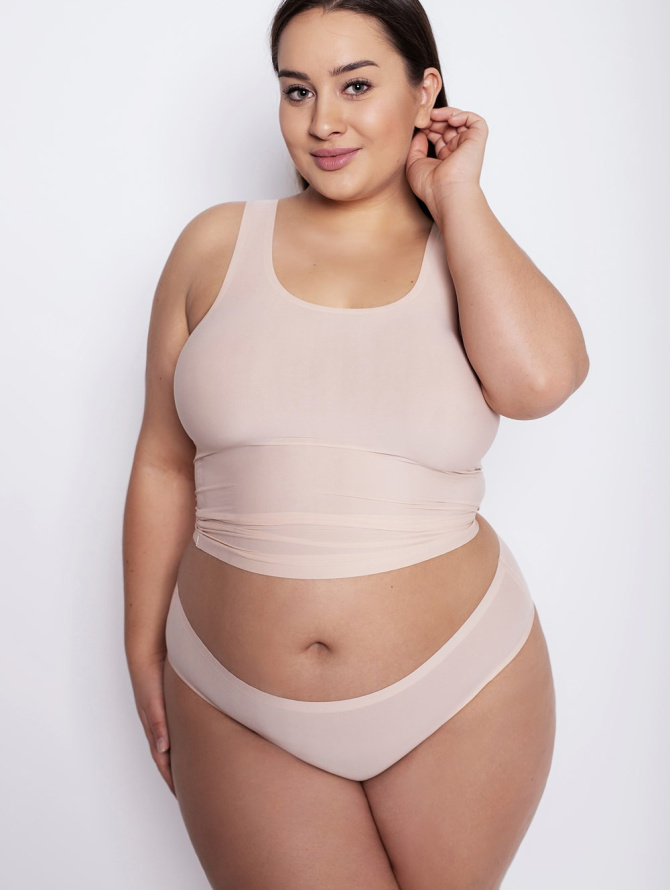 Julimex plus-size itin tamprios klasikinės kelnaitės FLEXI-ONE PLUS SIZE NUDE 2XL-3XL desire.lt