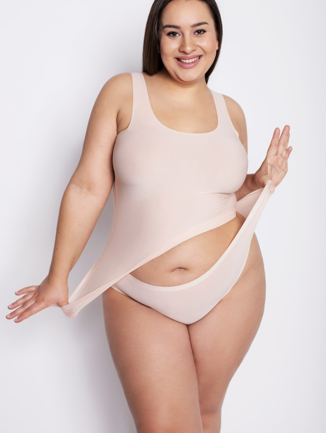 Julimex plus-size itin tamprios klasikinės kelnaitės FLEXI-ONE PLUS SIZE NUDE 2XL-3XL desire.lt