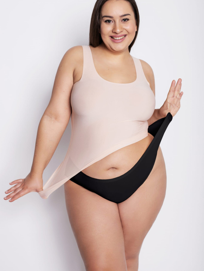 Julimex plus-size itin tamprios klasikinės kelnaitės FLEXI-ONE PLUS SIZE BLACK 2XL-3XL desire.lt