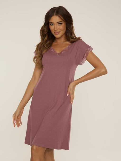 De Lafense viskozės naktinukai HAZEL BERRY, trumpomis rankovėmis su nėriniais S-XXL desire.lt
