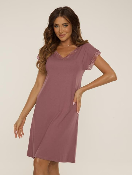 De Lafense viskozės naktinukai HAZEL BERRY, trumpomis rankovėmis su nėriniais S-XXL desire.lt