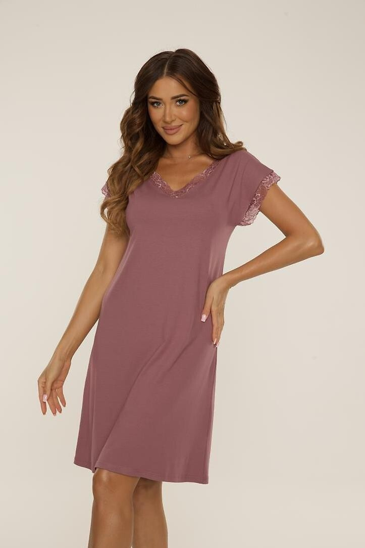 De Lafense viskozės naktinukai HAZEL BERRY, trumpomis rankovėmis su nėriniais S-XXL desire.lt