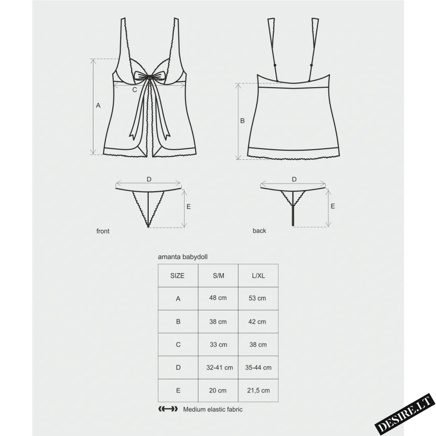 Obsessive peniuaras AMANTA BABYDOLL, juodos spalvos