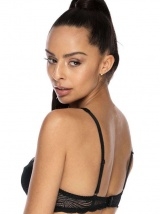 Juoda, seksuali pakietinta Mat lingerie liemenėlė LOU, dekoruota įspūdingais nėriniais.