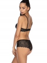 Juoda, seksuali pakietinta Mat lingerie liemenėlė LOU, dekoruota įspūdingais nėriniais.