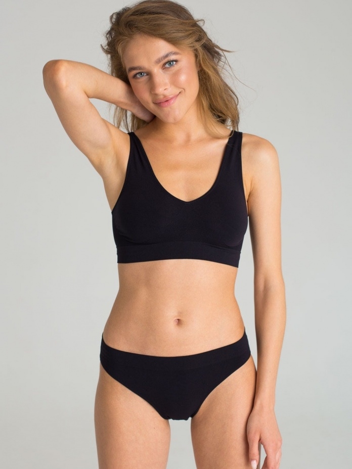 SIA besiūlis apatinių komplektas - topas ir kelnaitės - COMFORT, juodos spalvos