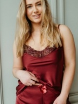 Shasha prabangus ir seksualus ACACIA moteriškas bordo 2 dalių naktinukų komplektas pižama