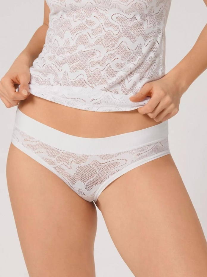 Sloggi moteriškos hipster kelnaitės GO Allround Lace, baltos spalvos