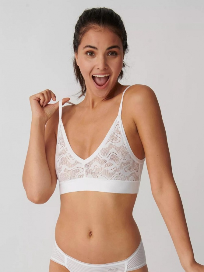 Nėriniuotas Sloggi apatinių komplektas su bralete GO ALLROUND LACE, balta