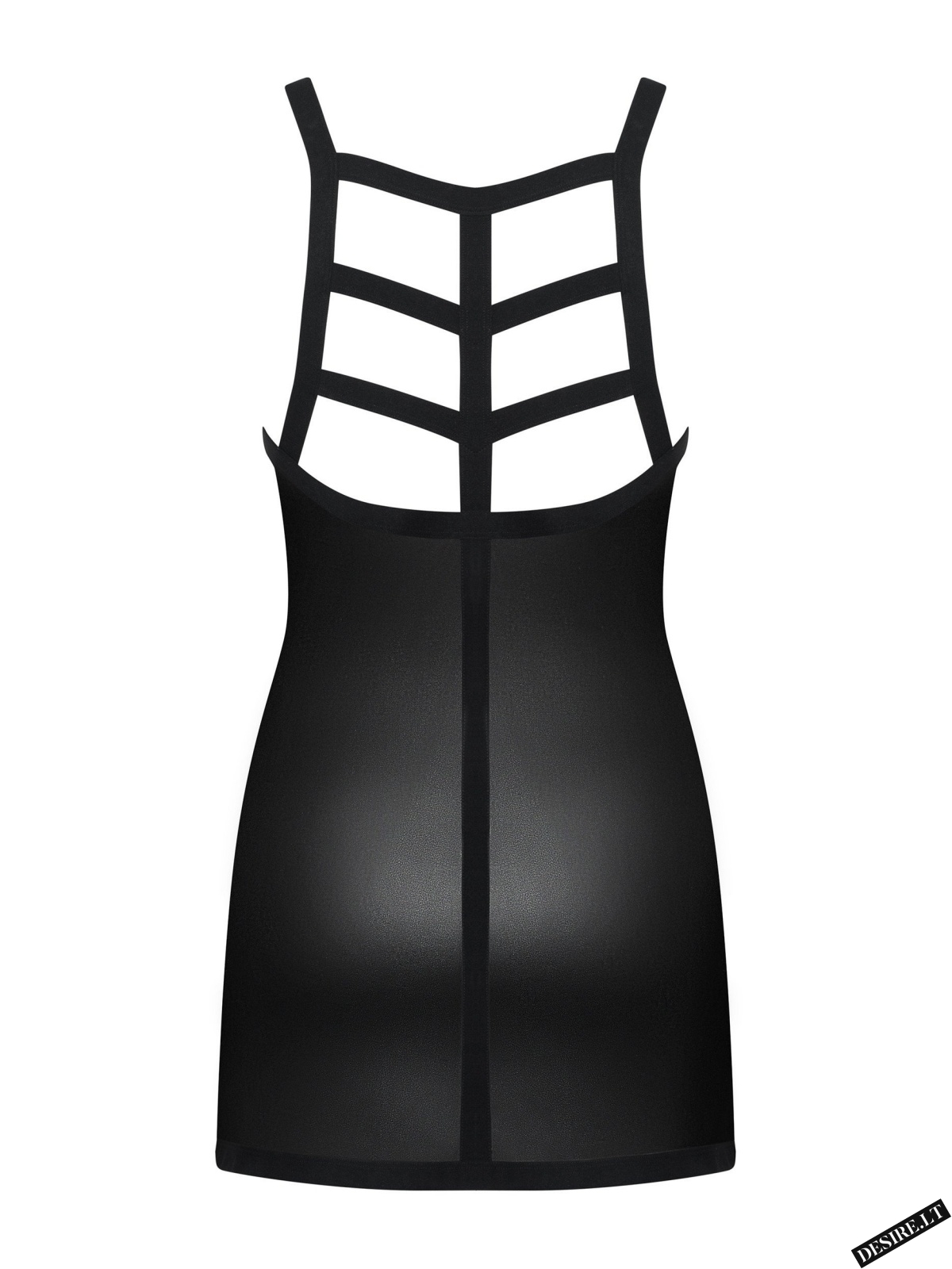 Seksualūs juodos spalvos Obsessive šlapio efekto naktinukai - suknelė LEATHERIA