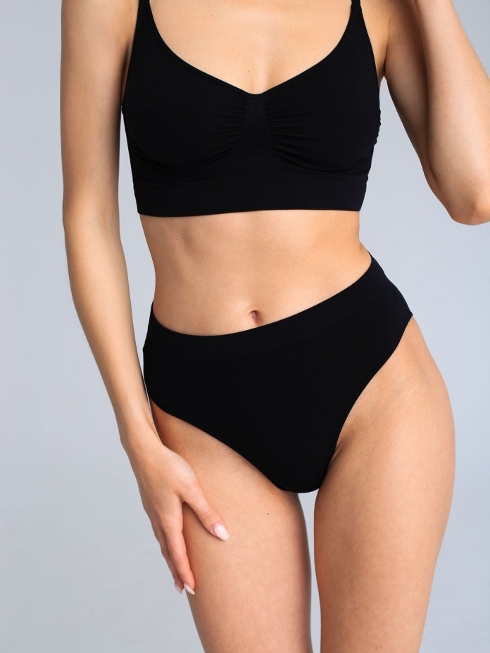 SiaWear juodos braziliškos kelnaitės aukštu juosmeniu BLACK