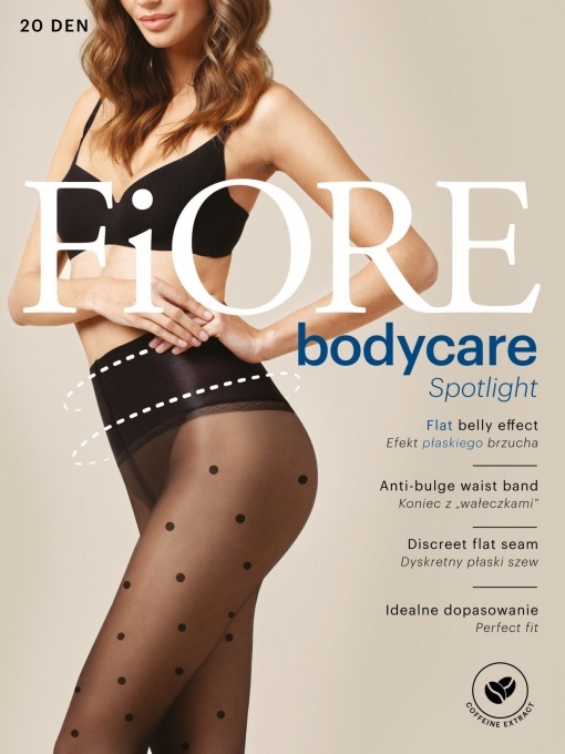 Juodos taškuotos FiORE aukšto kirpimo pėdkelnės su korekcine pilvo linija Body Care SPOTLIGHT.