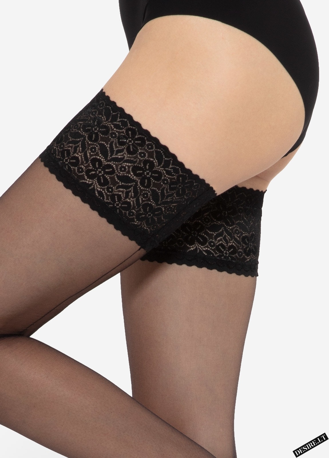 GATTA prilipinamos kojinės MATILDE, juodos spalvos su silikonine juostele