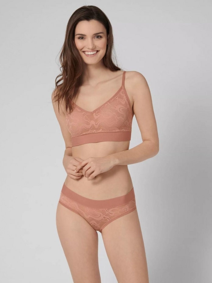 Nėriniuotas Sloggi apatinių komplektas su modalo bralete GO ALLROUND LACE, rožinės spalvos