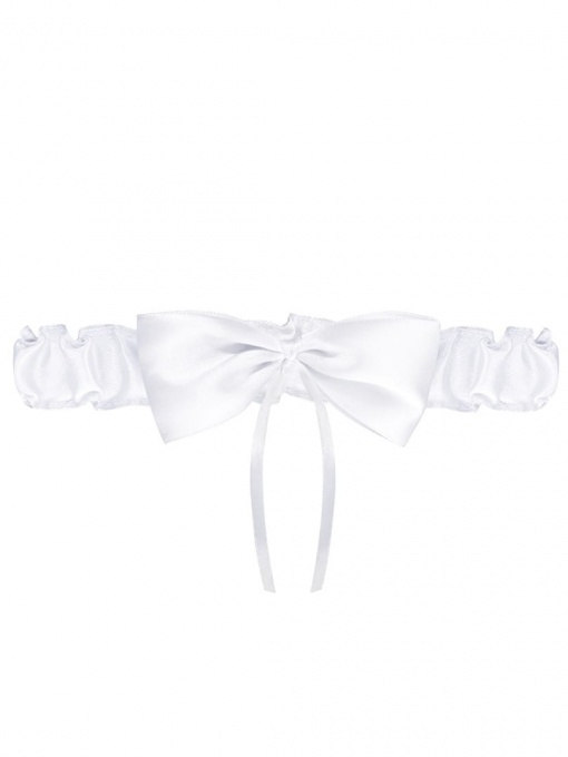 Julimex keliaraištis KIJOW, baltos spalvos, dekoruotas kaspinėliu