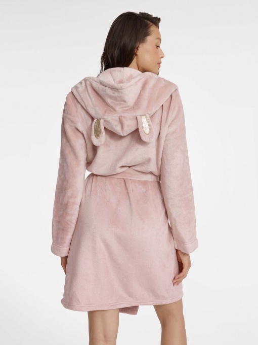 Trumpas Henderson Ladies chalatas su ausytėmis GLASS, pastelinės rožinės spalvos