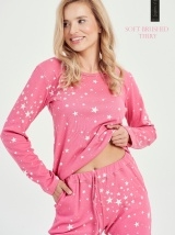 Rožinė TARO medvilnės pižama ERYKA 3029 dekoruota žvaigždutėmis