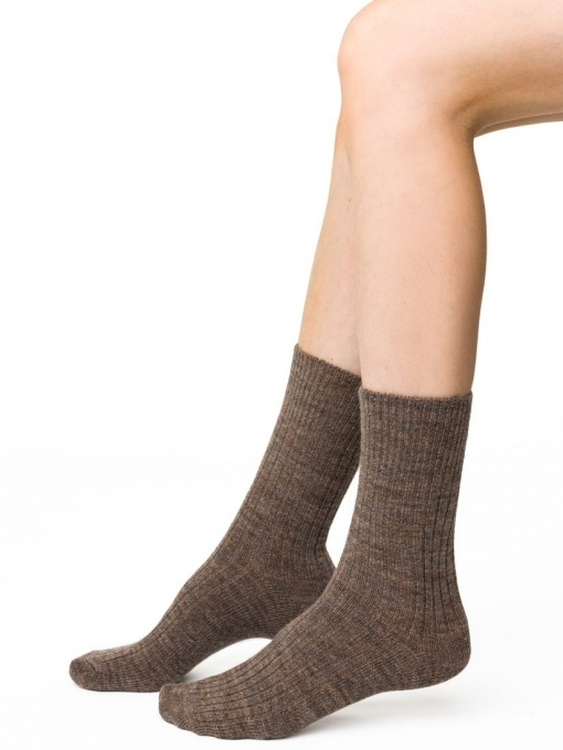 Steven kojinės su alpakos vilna, rusvos spalvos