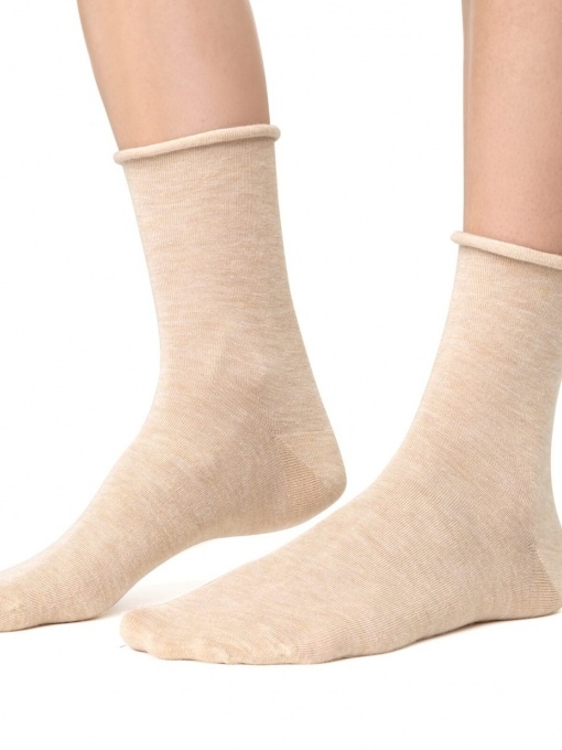 STEVEN kojinės su kašmyru, smėlio spalvos